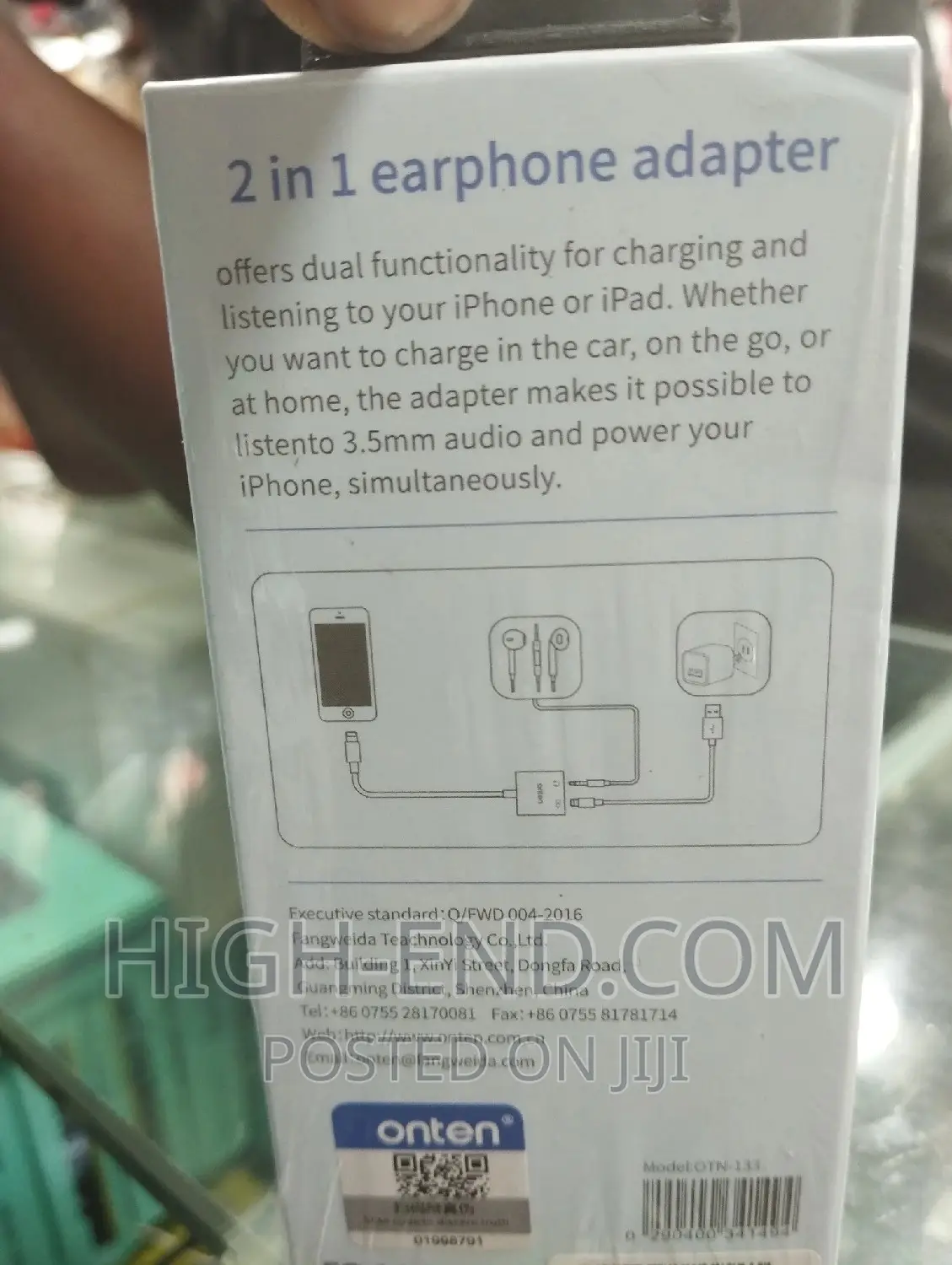 Onten (133) 2 in 1 Lightening to 3.5mm and Charging Adapter