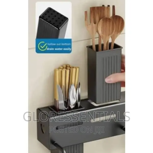 Wall Mounted Knife Cutlery Holder Kitchen Rack With Hooks