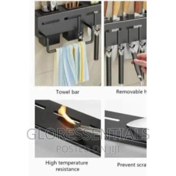 Wall Mounted Knife Cutlery Holder Kitchen Rack With Hooks
