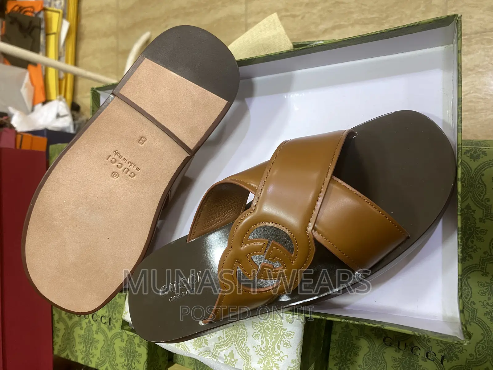 Italian Gucci Leather Slippers