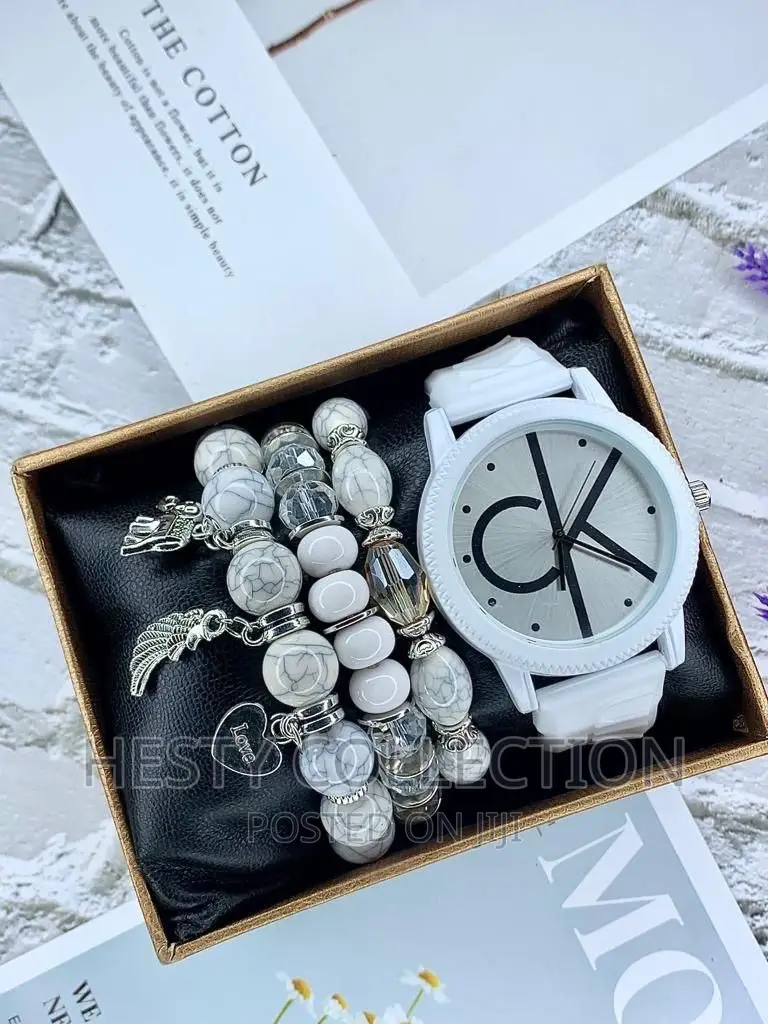 Calvin Klein Silicon Wristwatch and Bracelet Valentine Set