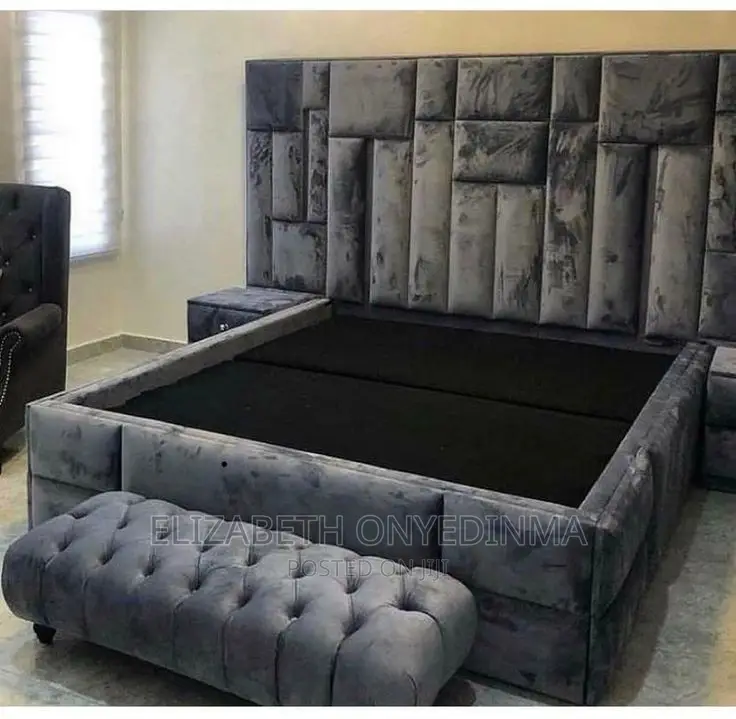 6 by 6 Padded Bed Frame With Ottoman