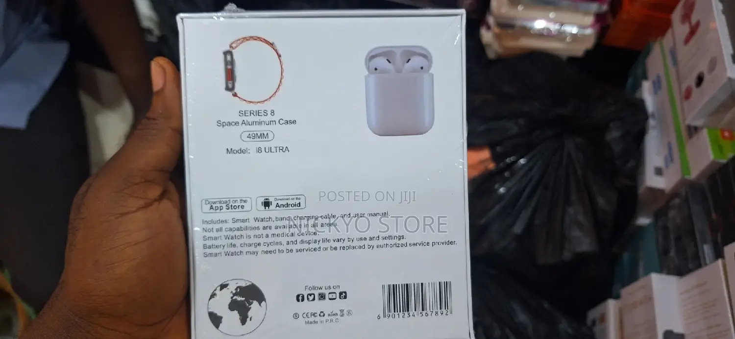 I8 Ultra Smart Watch + Bluetooth Headset + Dual Strap