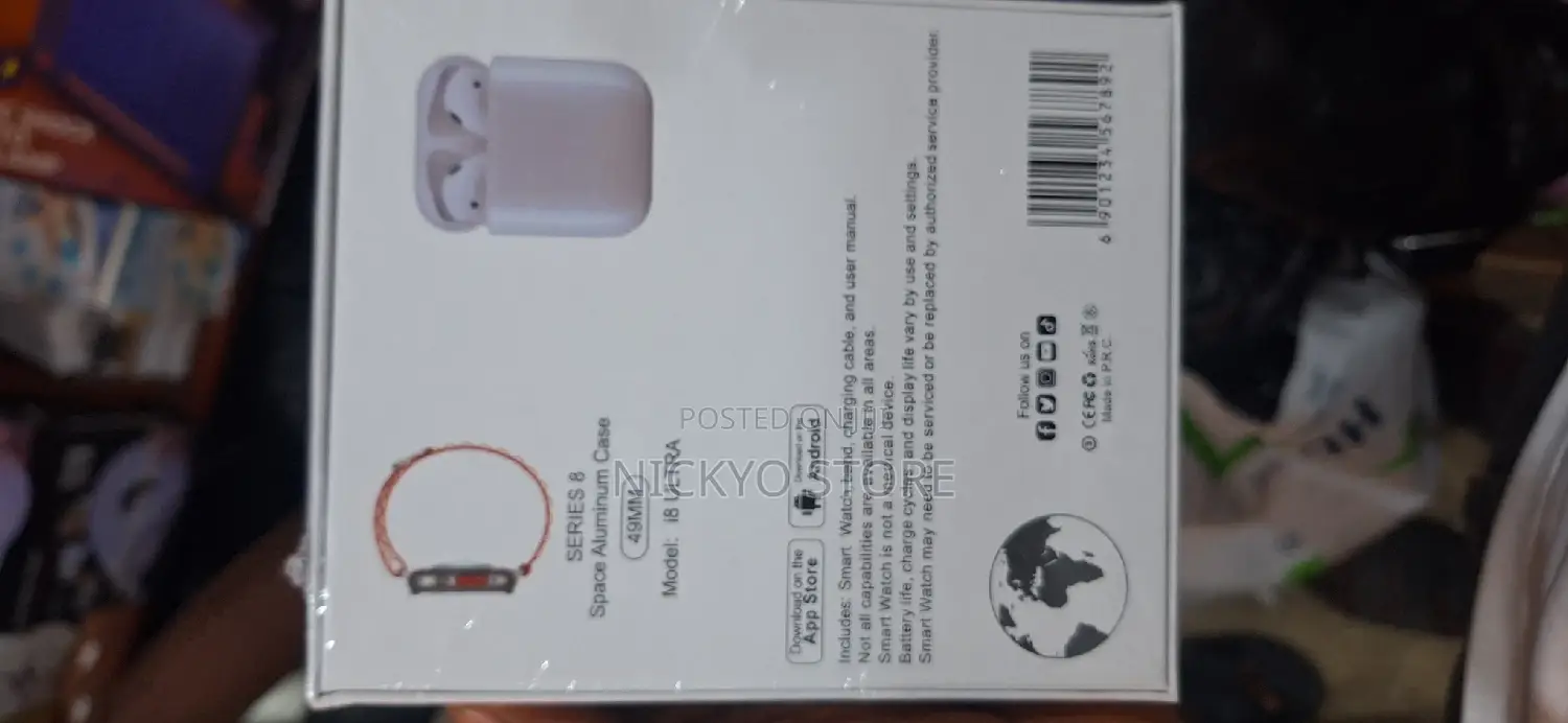 I8 Ultra Smart Watch + Bluetooth Headset + Dual Strap