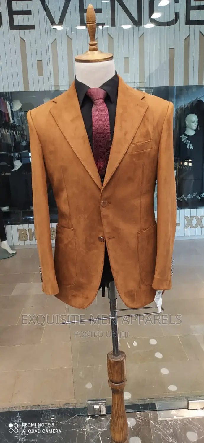High Quality Suede Turkish Blazers Mens Suit