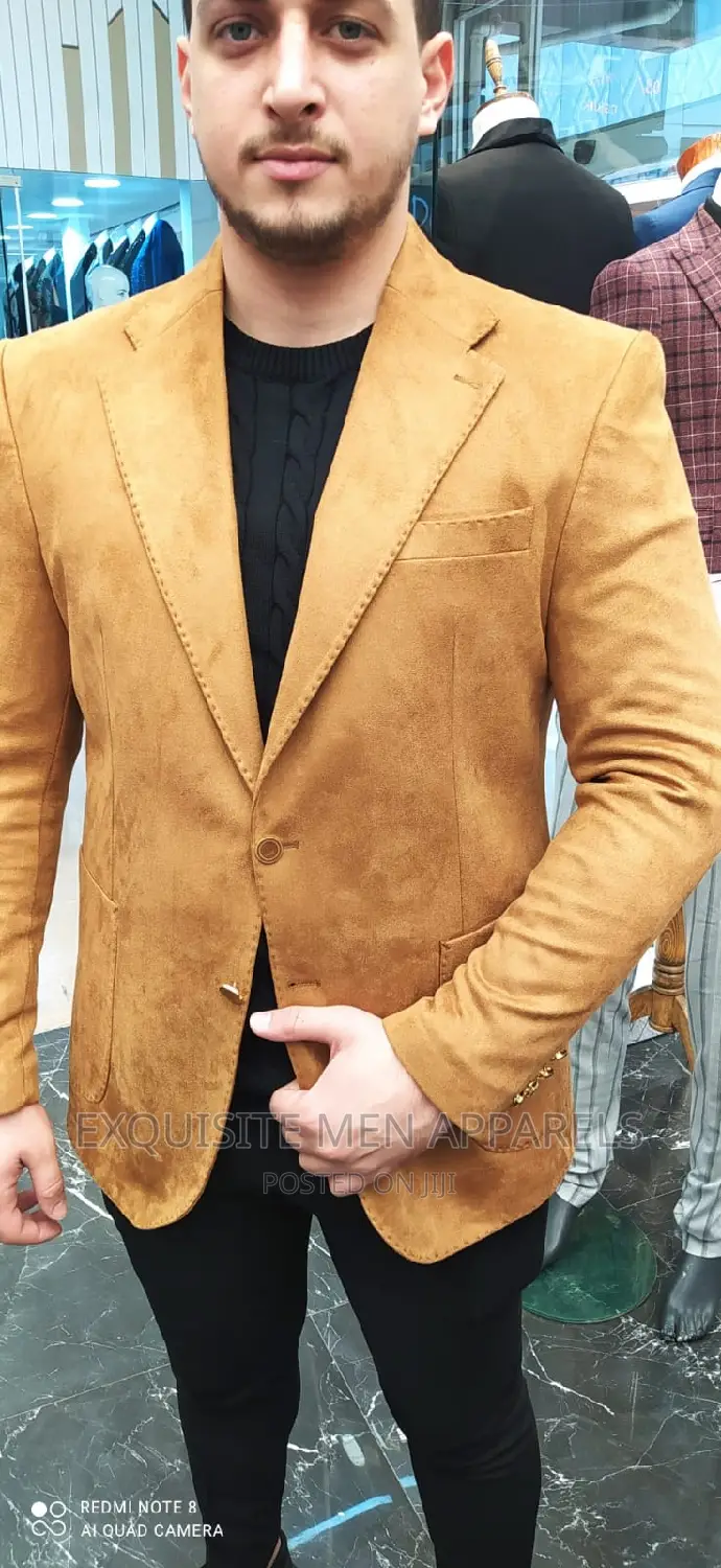 High Quality Suede Turkish Blazers Mens Suit