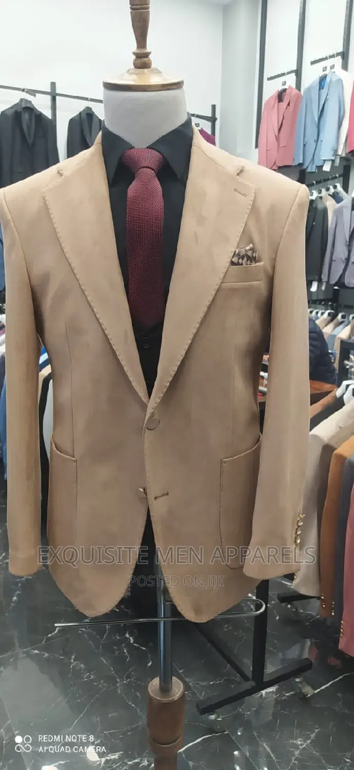 High Quality Suede Turkish Blazers Mens Suit