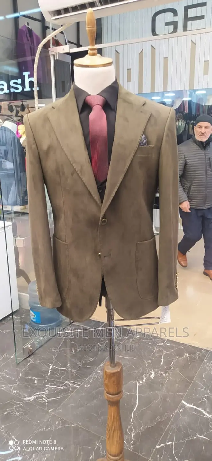High Quality Suede Turkish Blazers Mens Suit