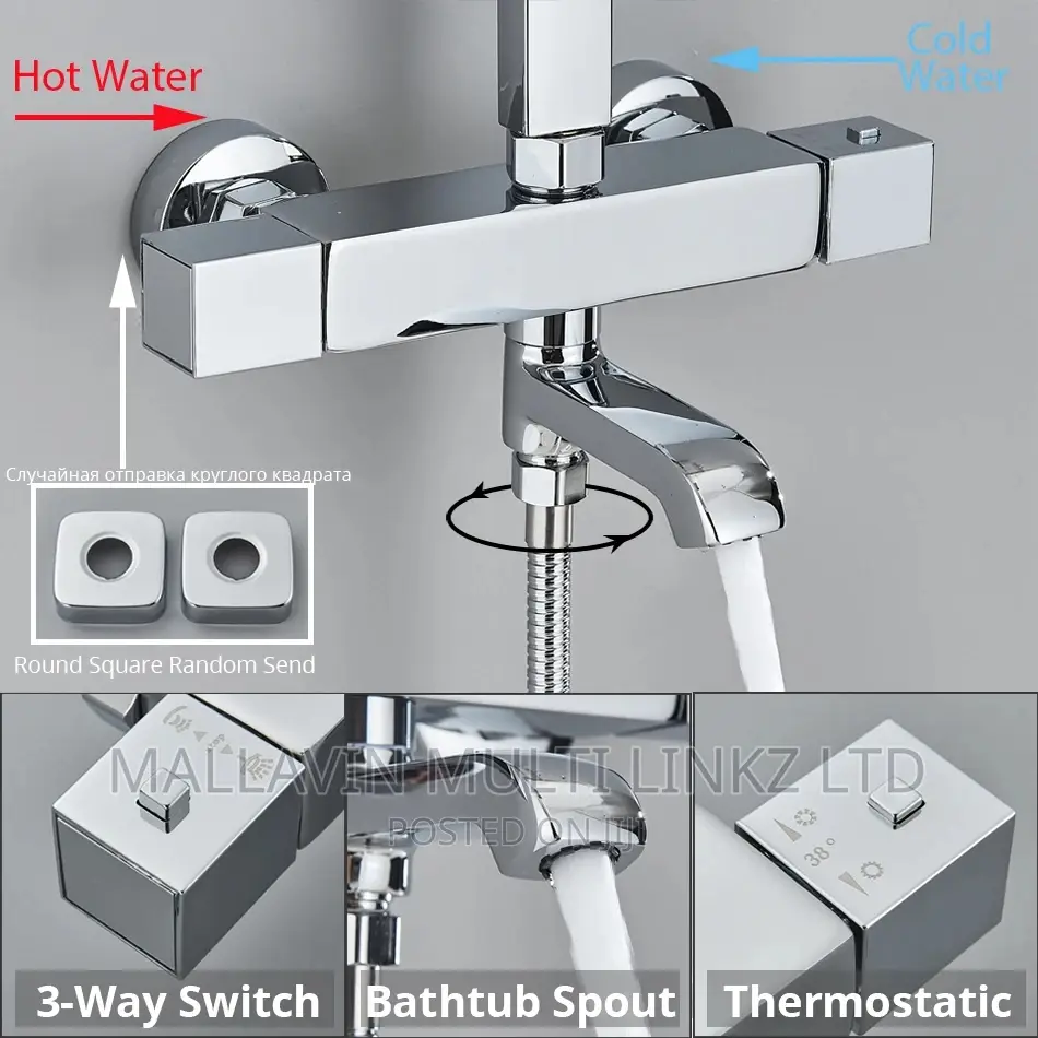 High Quality Chrome Thermostatic Shower Set With Rack