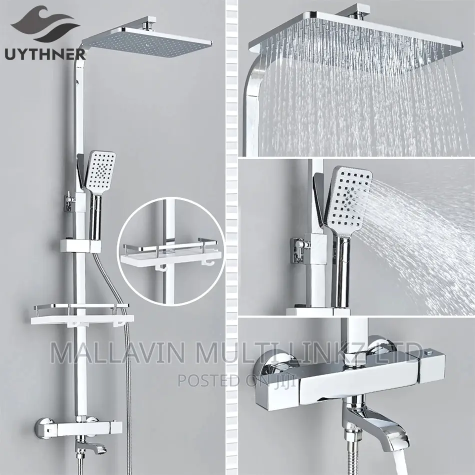 High Quality Chrome Thermostatic Shower Set With Rack