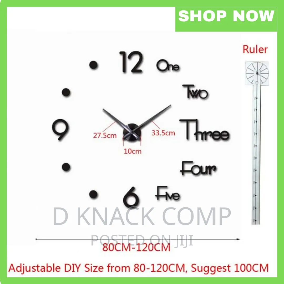 Night Reflective 3D Wall Large Clock Sticker DIY