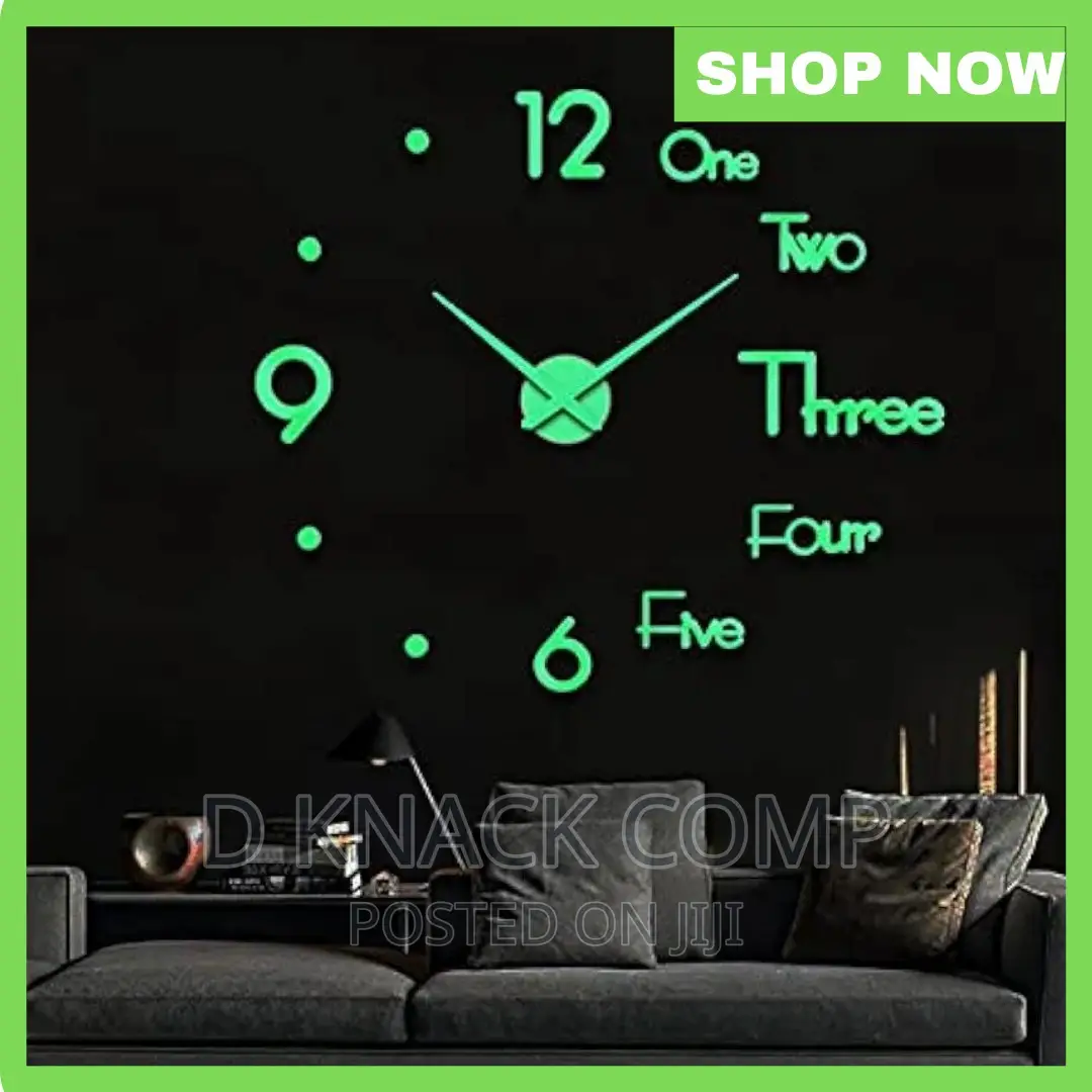 Night Reflective 3D Wall Large Clock Sticker DIY