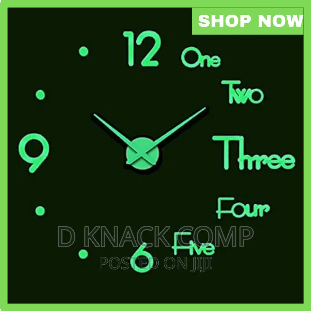 Night Reflective 3D Wall Large Clock Sticker DIY