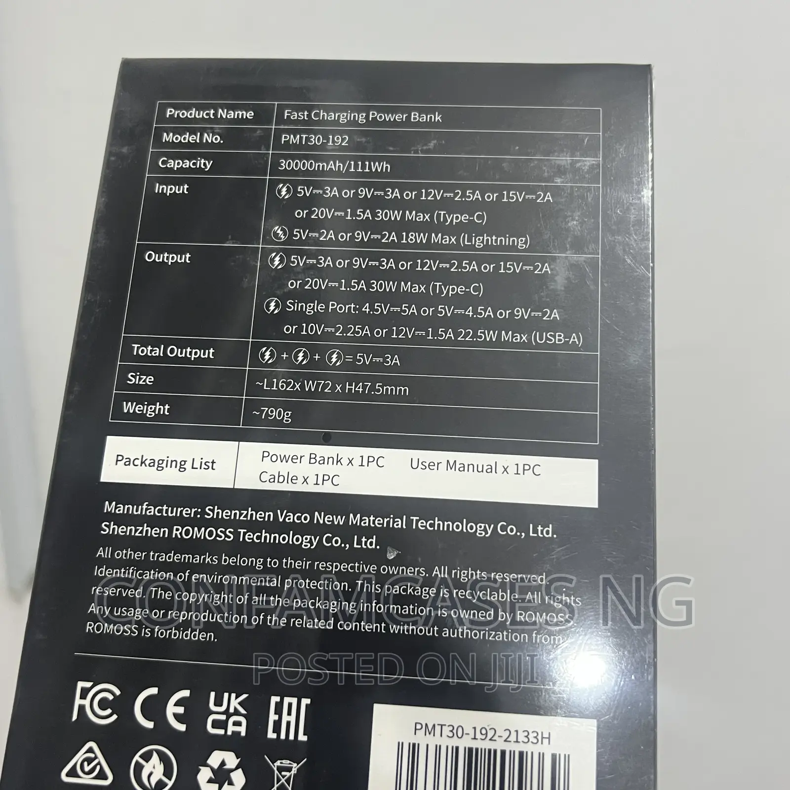 Romoss Pmt30 Bidirectional 30w Fast Charging Power Bank