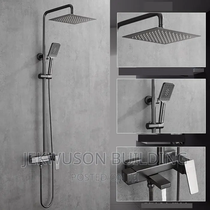 Complete Standing Shower Mixer Heavy Gadge Tap Black Color