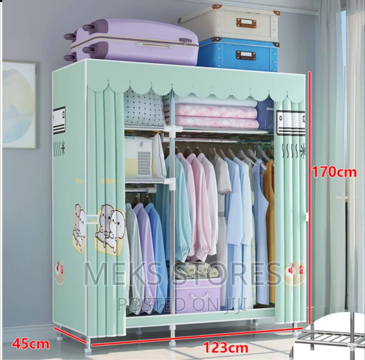 Foldable Double Column Wardrobe, 123cm