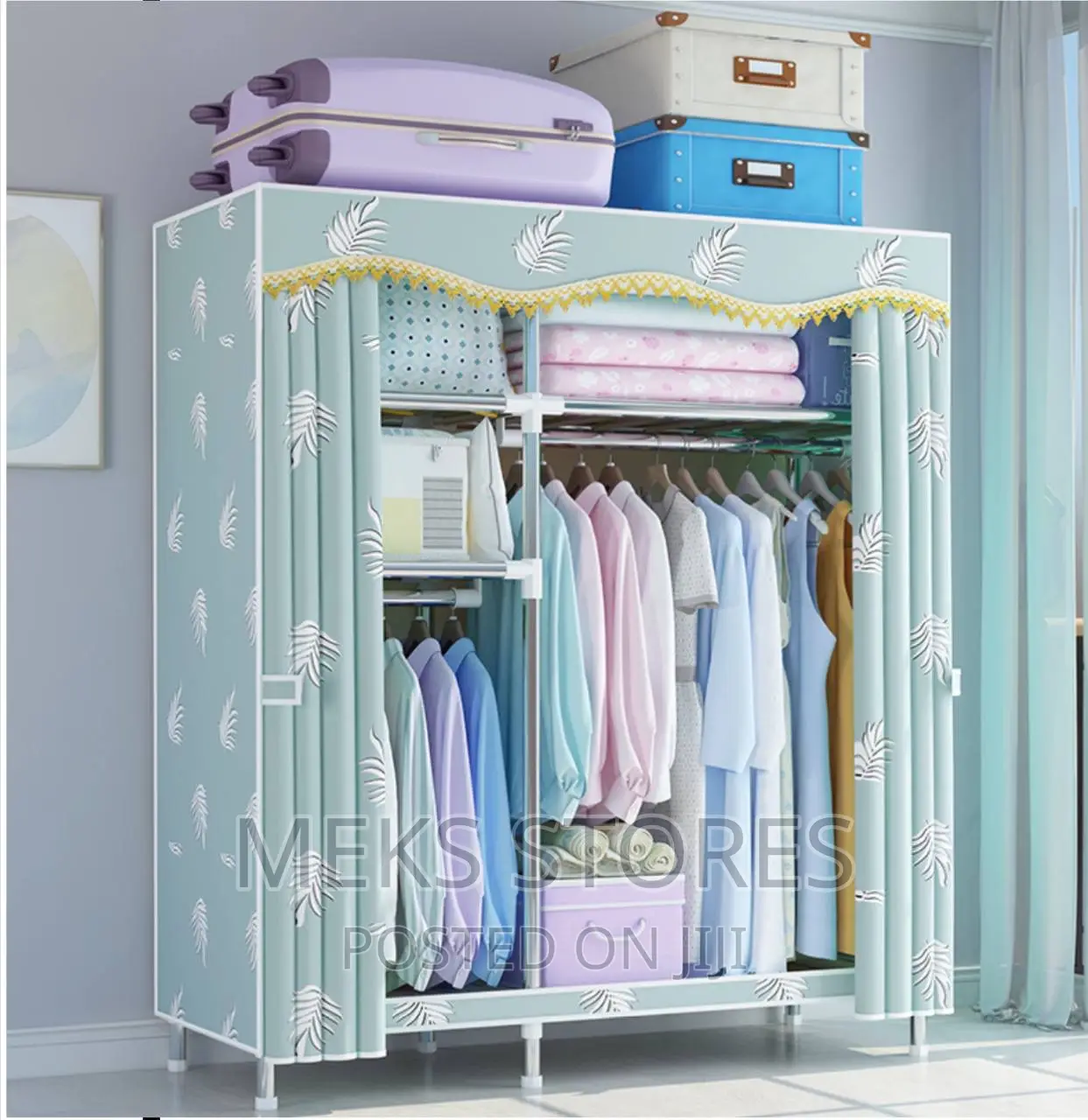 Foldable Double Column Wardrobe, 123cm