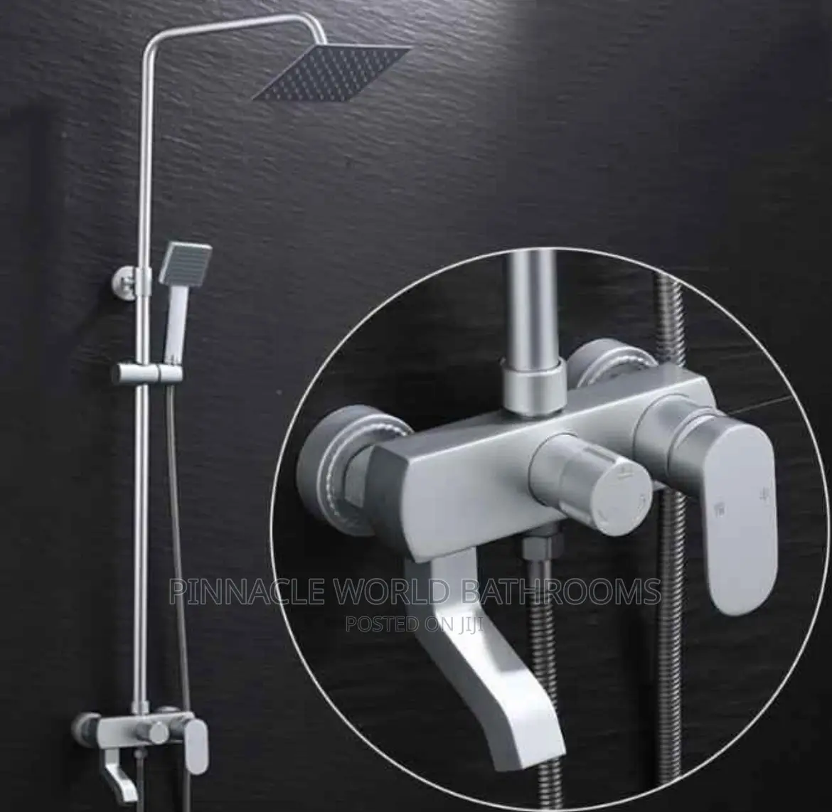 White Aluminum Standing Shower Set
