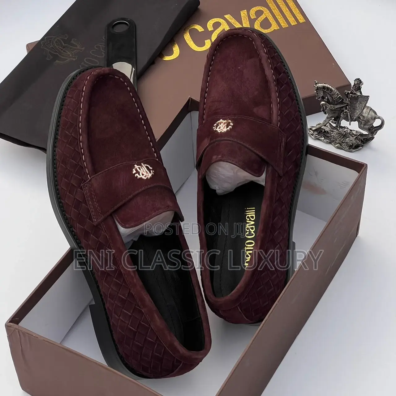 Classy Wine Shoes for Men's Roberto Cavalli Available