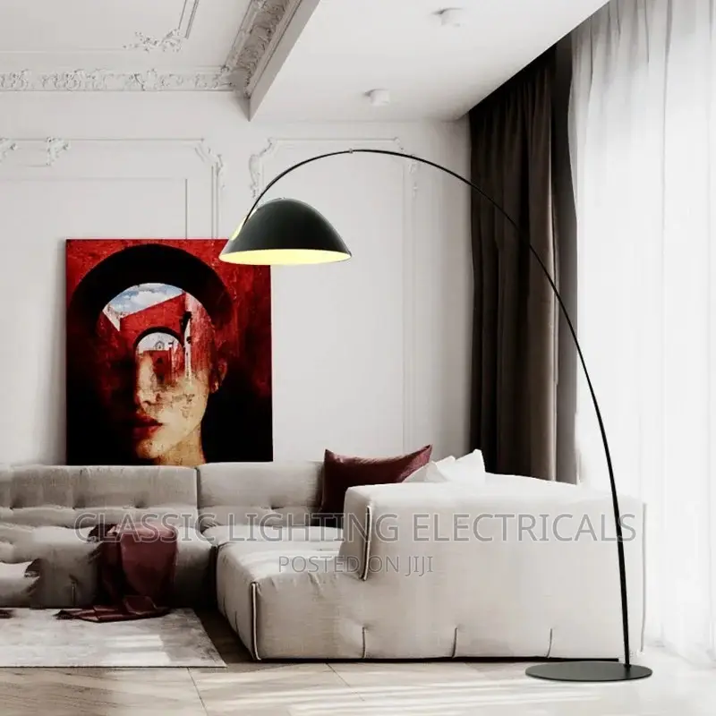 Post Modern Floor Light Black Metal High Lamp