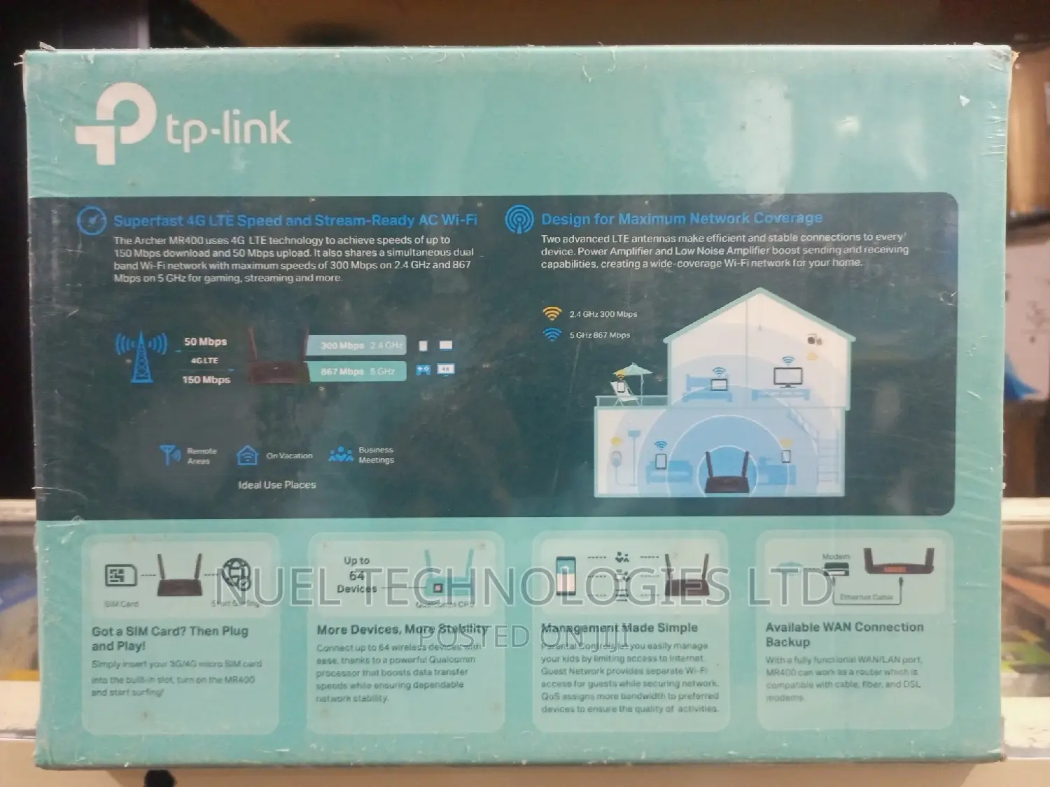 Tp-Link AC1200 Wireless Dual Band 4G LTE Router
