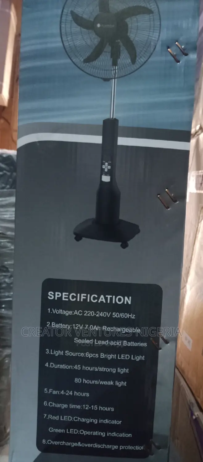 Rechargable Glamstar Ac/Dc Trolley Standing Fan,18",9 Speed