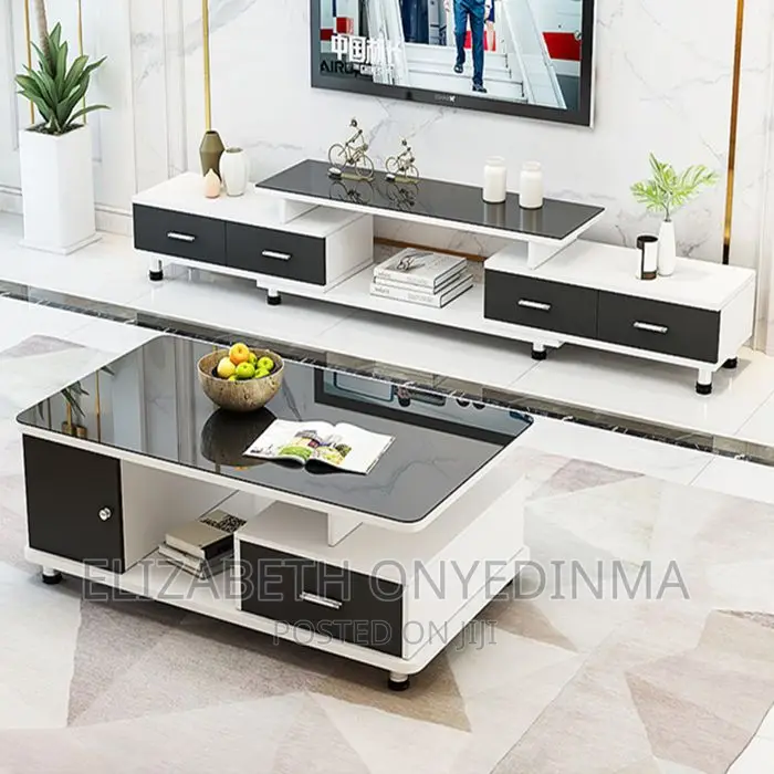 Tv Stand and Center Table Back and White Color
