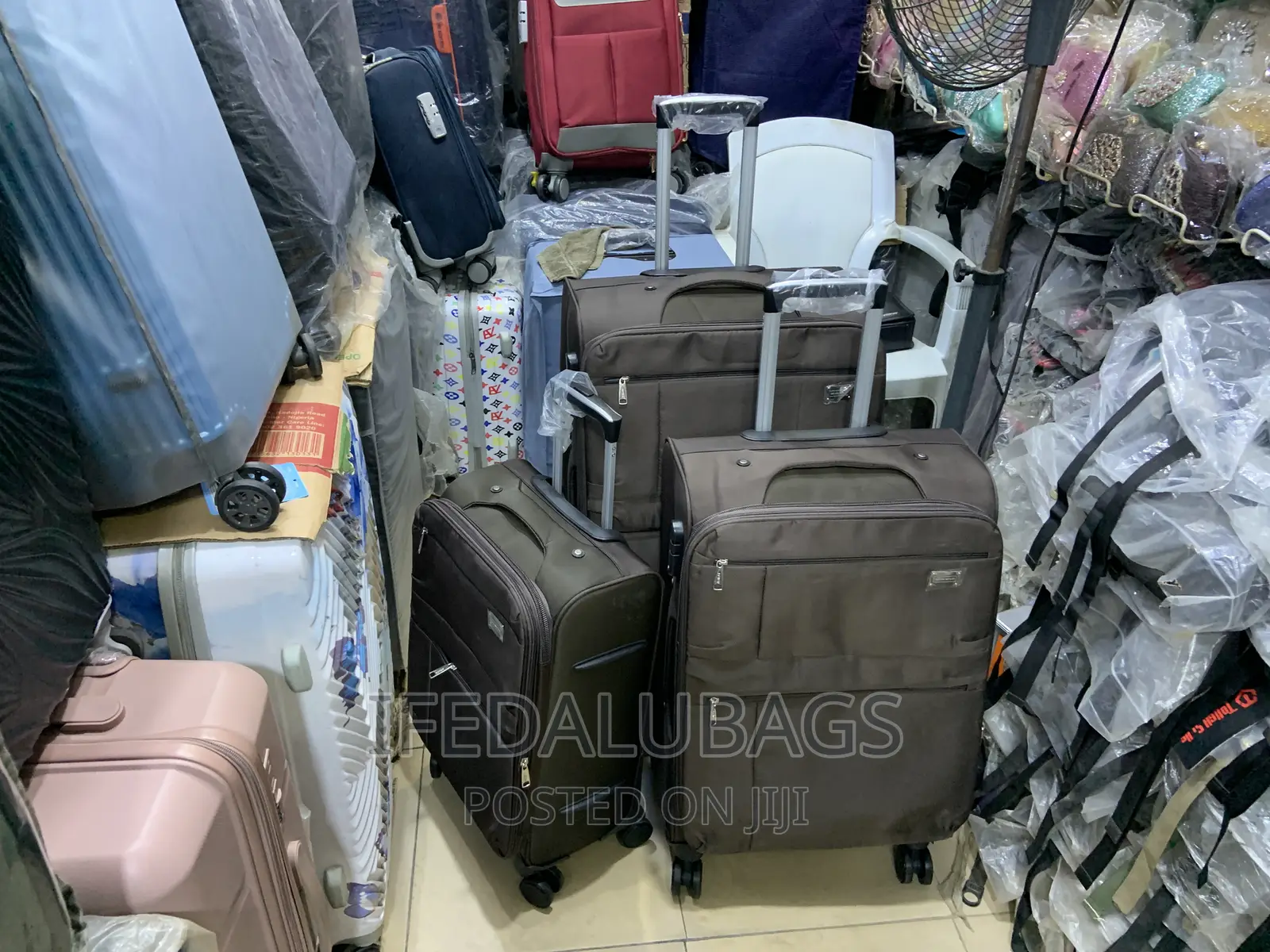 Set Of Quality Brown Seven Space Travel Luggage