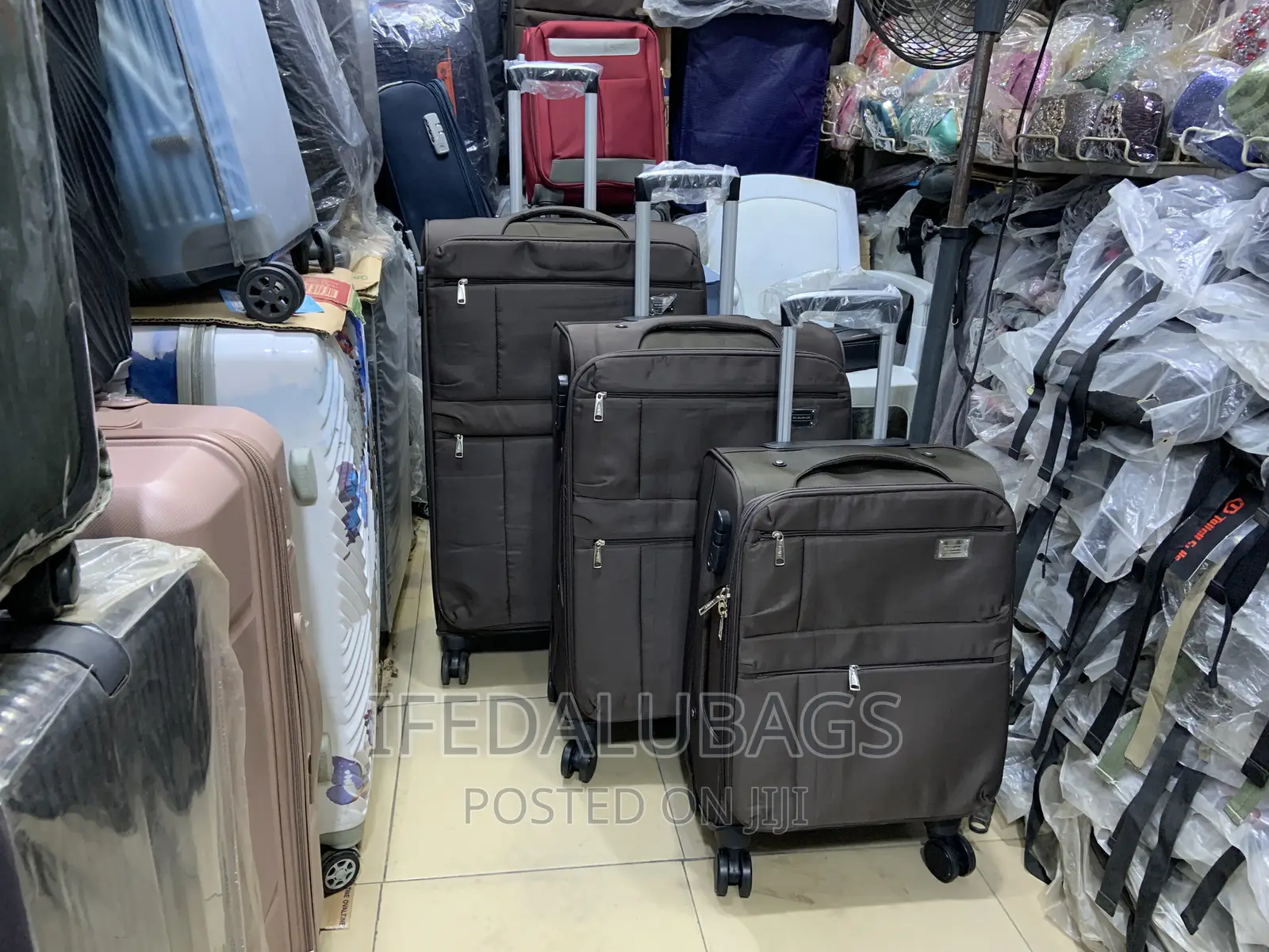 Set Of Quality Brown Seven Space Travel Luggage