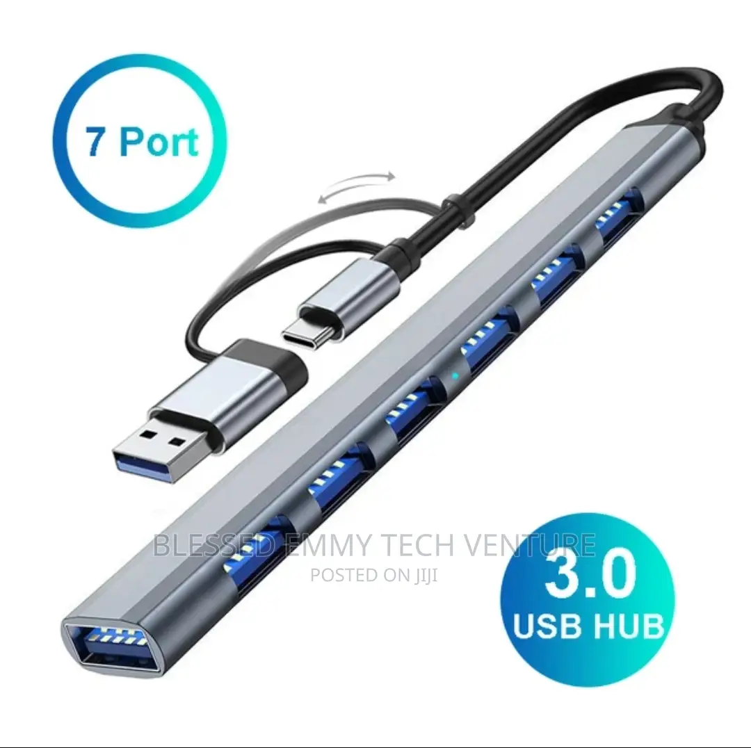 7 Ports 2 in 1 USB 3.0 HUB Type-C Adapter