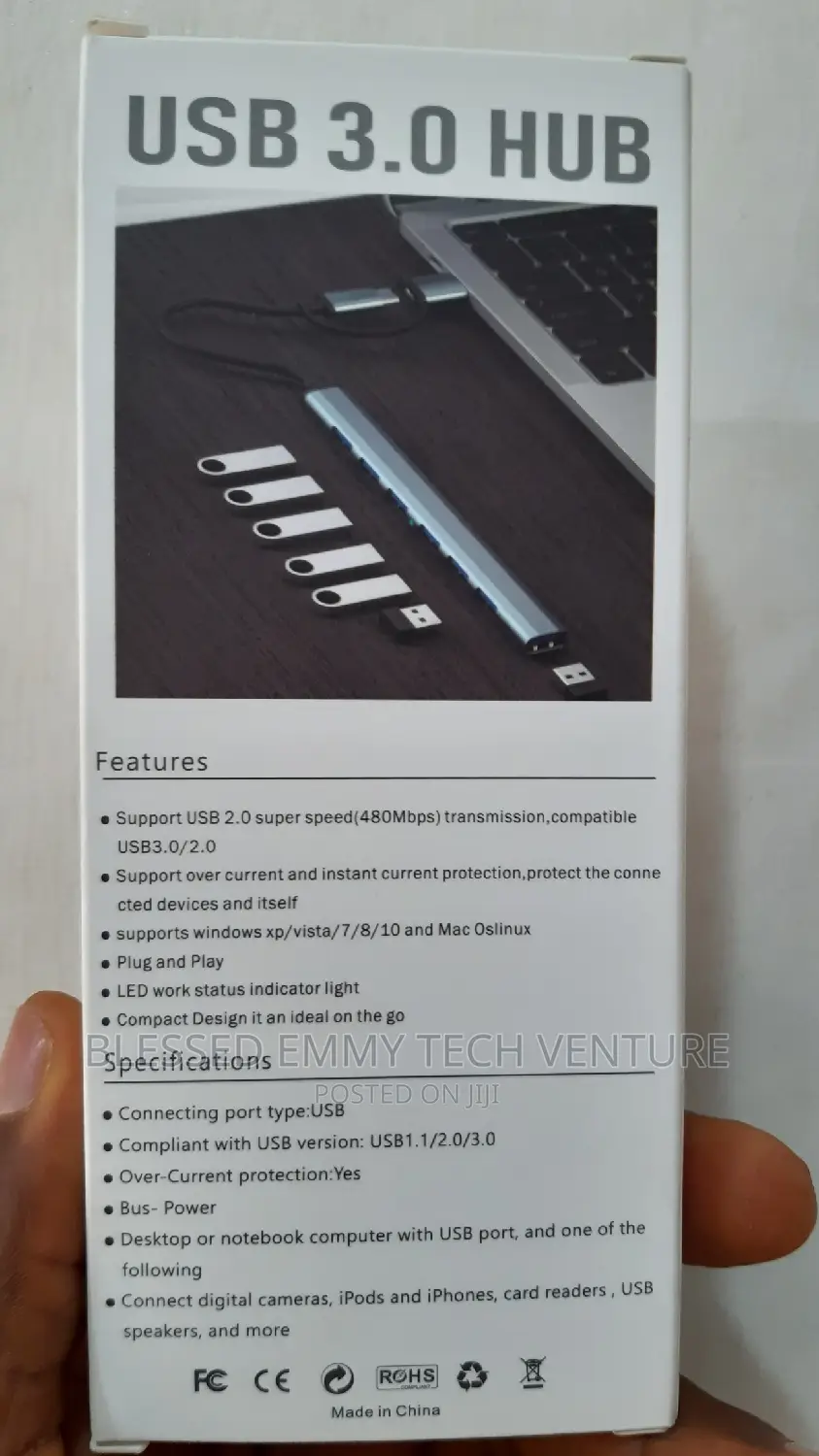 7 Ports 2 in 1 USB 3.0 HUB Type-C Adapter