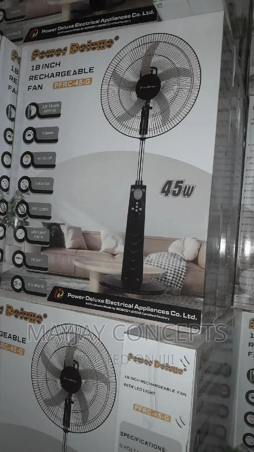 18inches Power Deluxe Ac/Dc Rechargeable Standing Fan