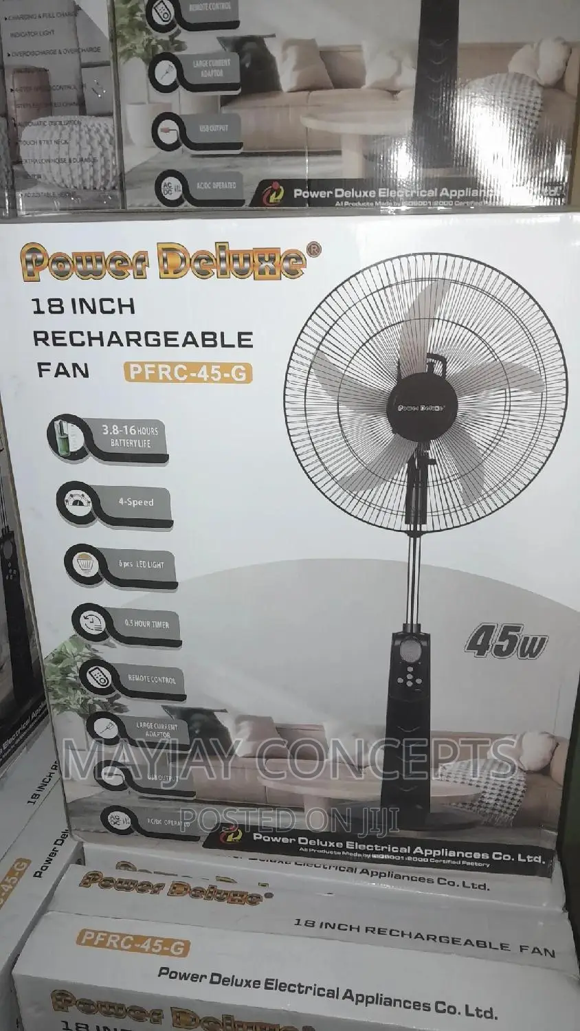 18inches Power Deluxe Ac/Dc Rechargeable Standing Fan