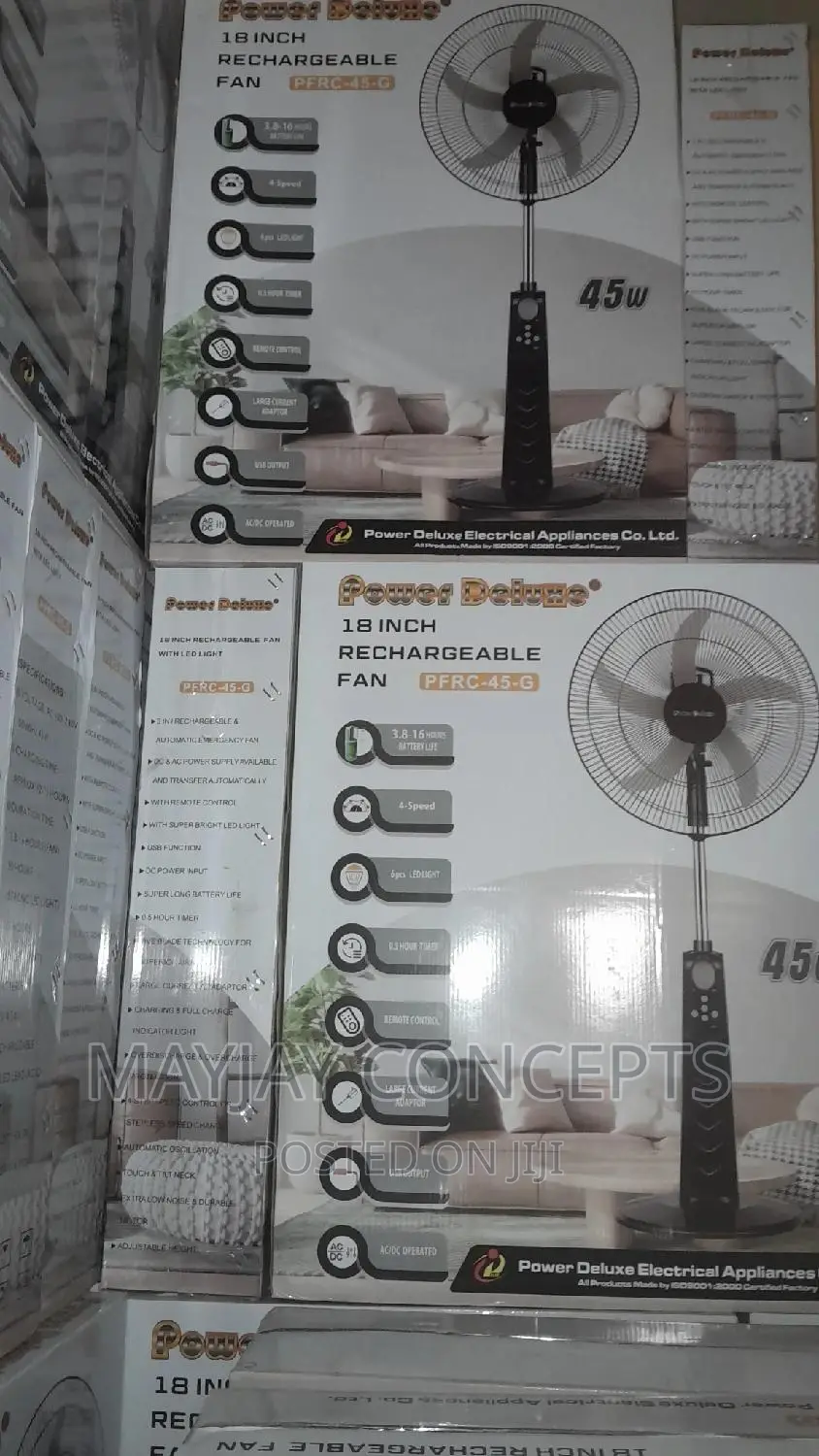 18inches Power Deluxe Ac/Dc Rechargeable Standing Fan