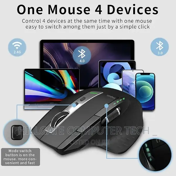 RAPOO MT750W Bluetooth Rechargeable Multi-Mode Mouse