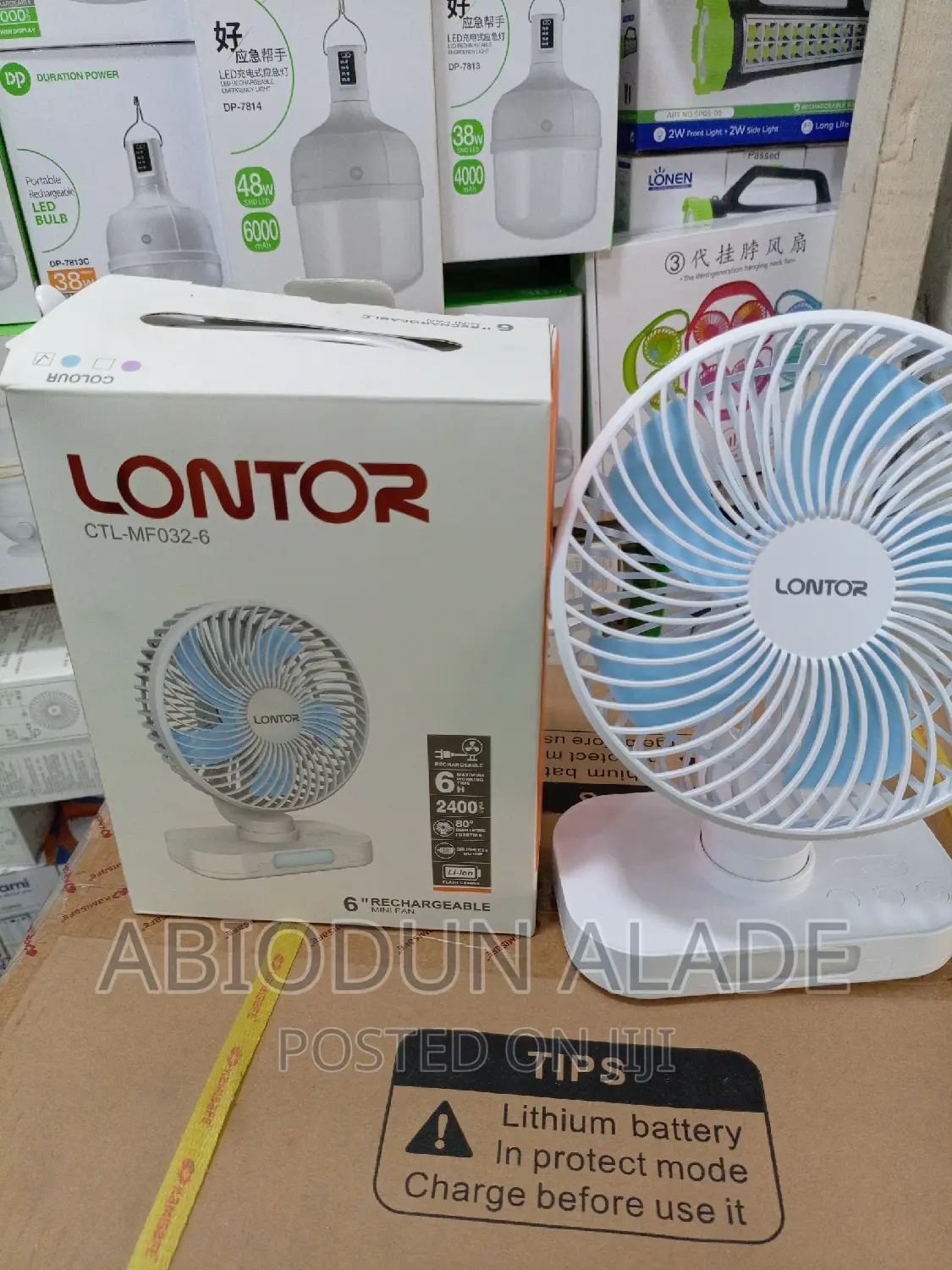 2400mah Lontor Rechargeable Fan