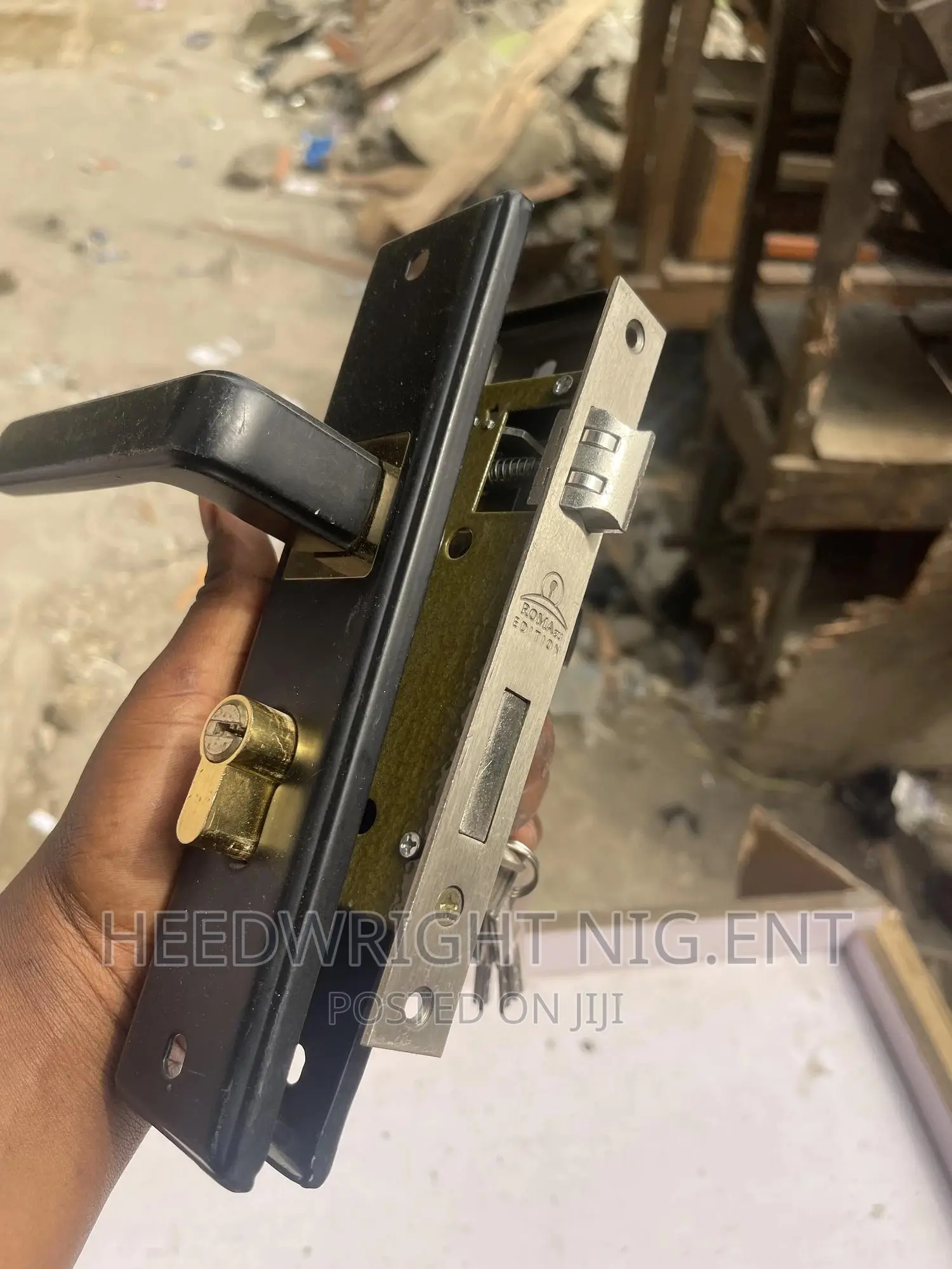 Matt Black Wooden and Iron Door Small Lock