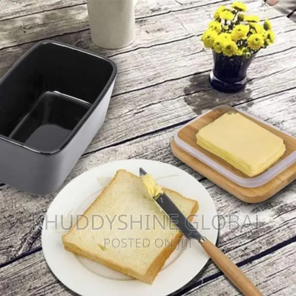 Porcelain Butter Dish With Bamboo Lid