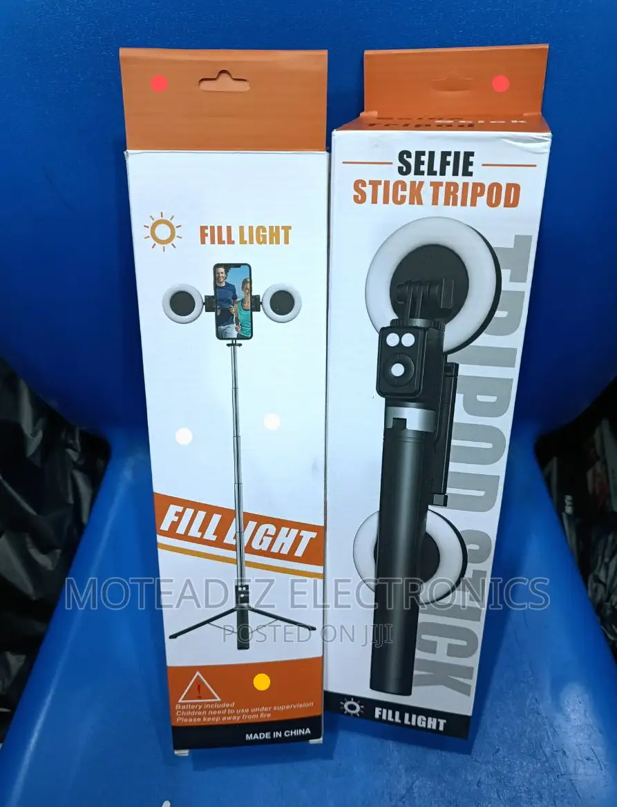 Adjustable 1.7m Selfie Stick With Double Ring Fill Lights