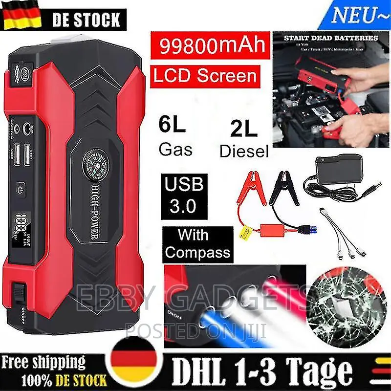 High Power Battery Jump Starter 99800mah, Car Jump Starter