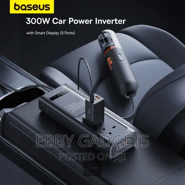 Baseus 300W Car Power Inverter - Smart Display, 5 Ports