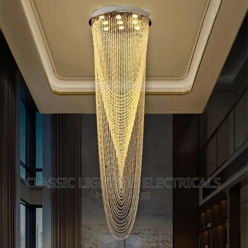 Villa Duplex Staircase Chandelier With Crystal Tassels Light