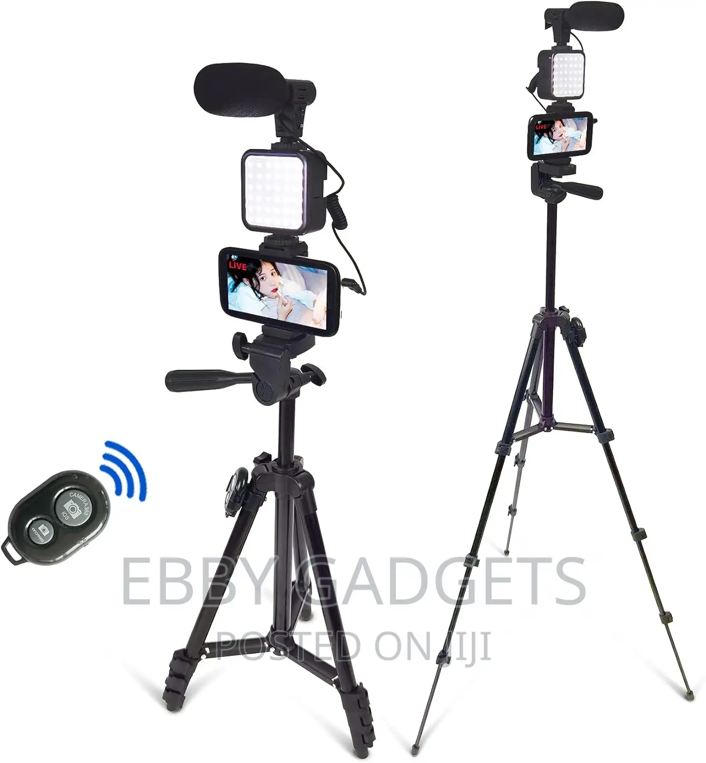 53 Inch Tripod Vlog Kit With+ LED + Mic + Clip + Remote