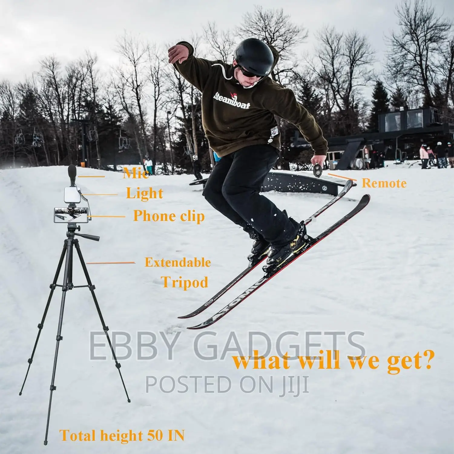 53 Inch Tripod Vlog Kit With+ LED + Mic + Clip + Remote