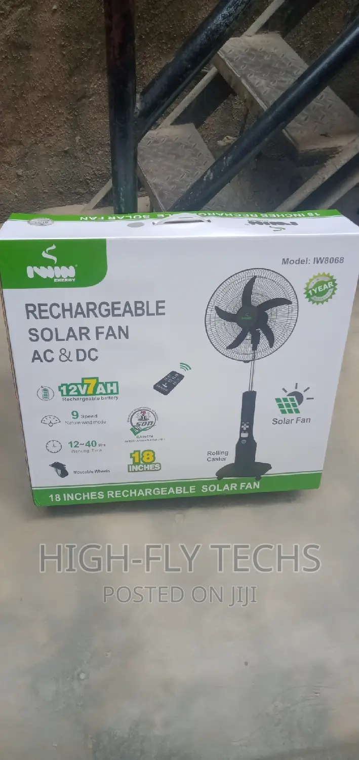 IWIN Rechargeable Solar Fan AC and DC. Model: IW8068