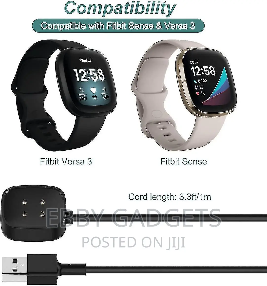 Charger for Fitbit Sense Versa 3 - Replacement Magnetic Do