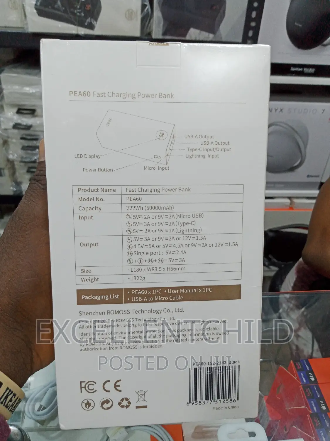 Romoss Pea60 Fast Charging Power Bank 60,000mah