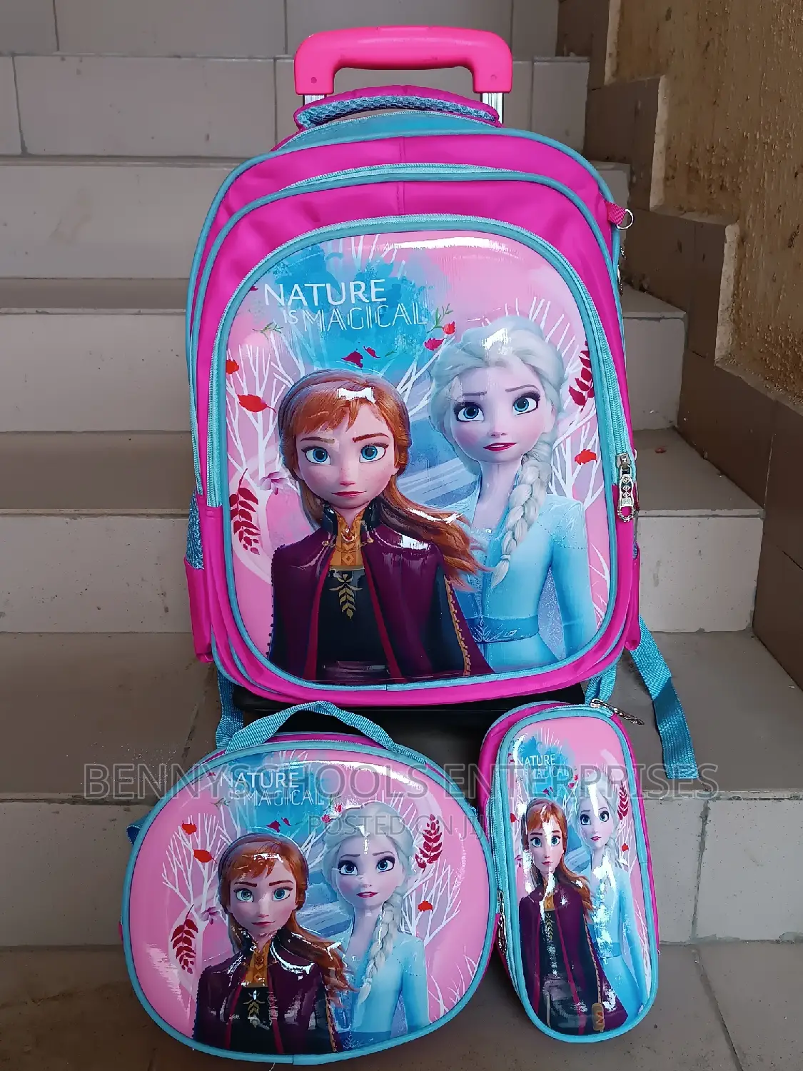 Set of 3 in 1 Kid's Children's Girls Trolley School Bag