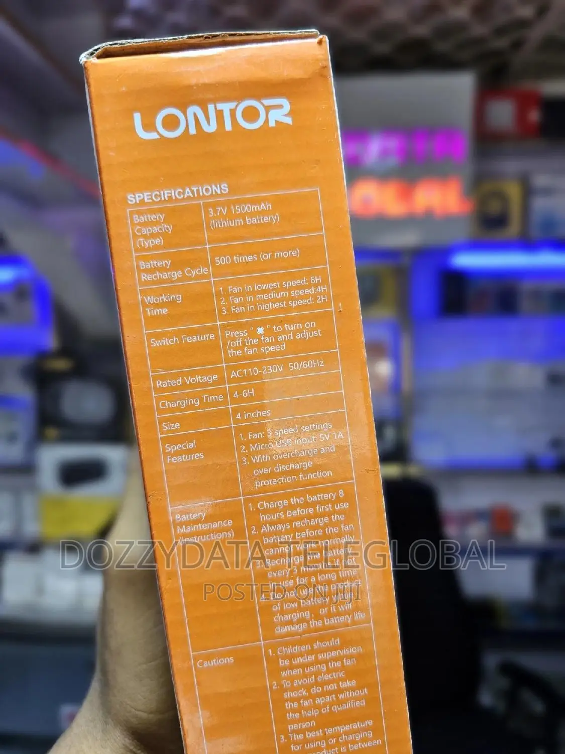 Lontor Mini Rechargeable 4 Inches Fan