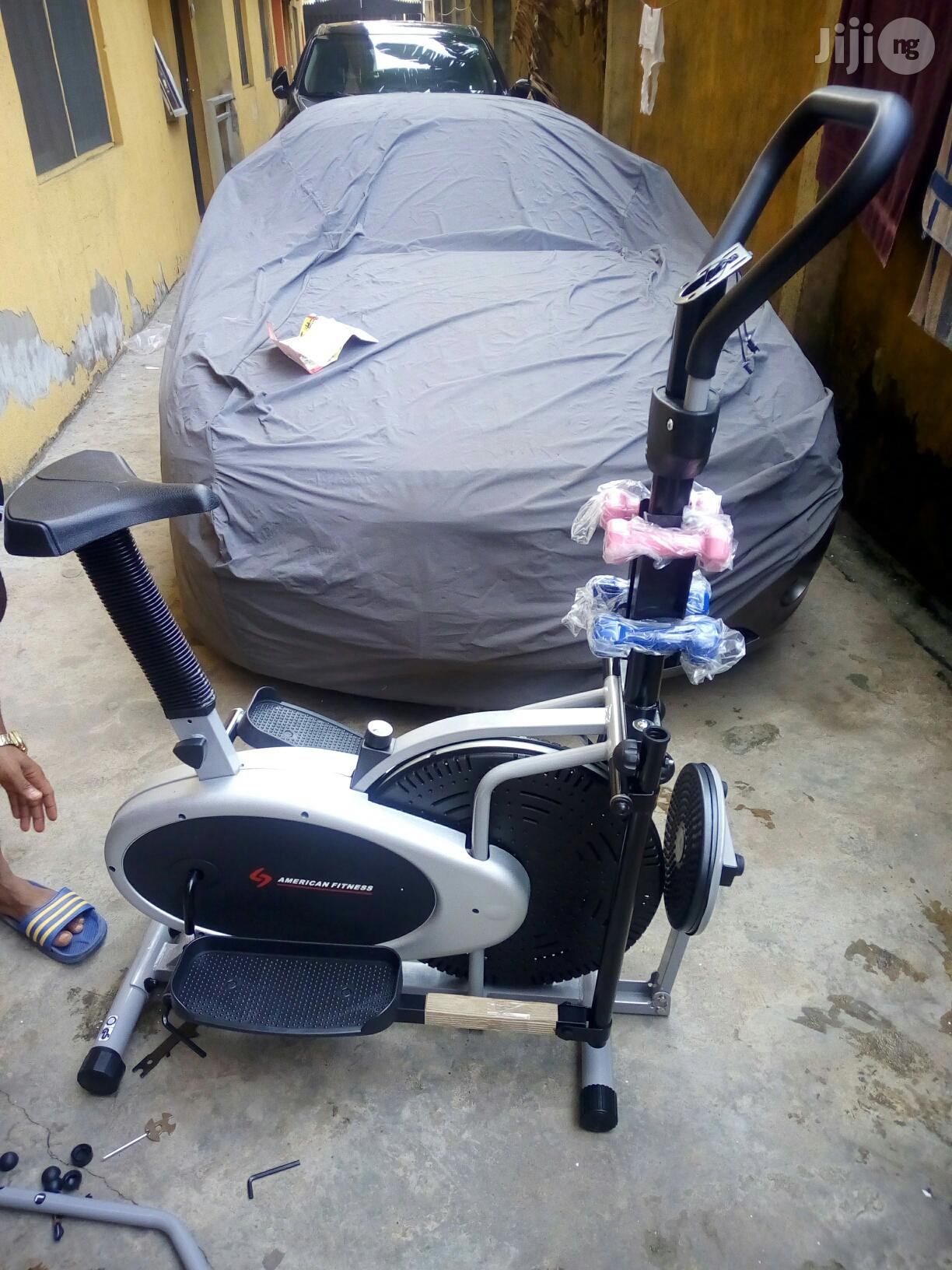 Orbitrack Bike With Twister and Dumbbell